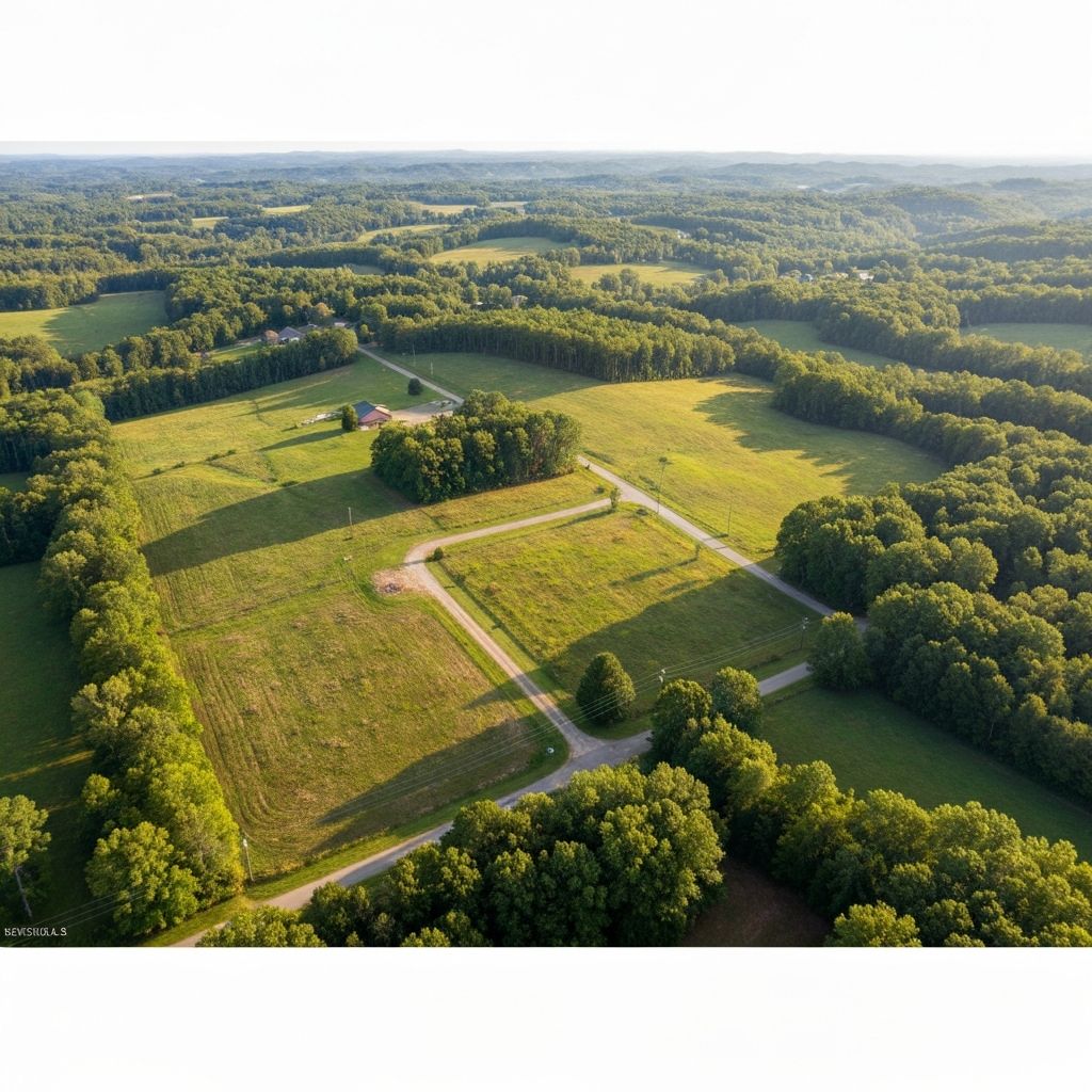 Aerial view of rural Tennessee property showing different lot sizes